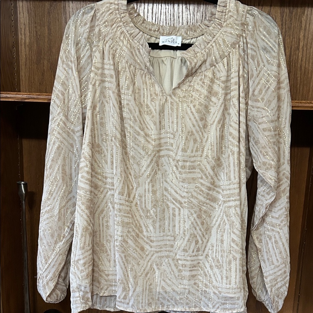 Women's Cream Gold shimmer blouse Medium
